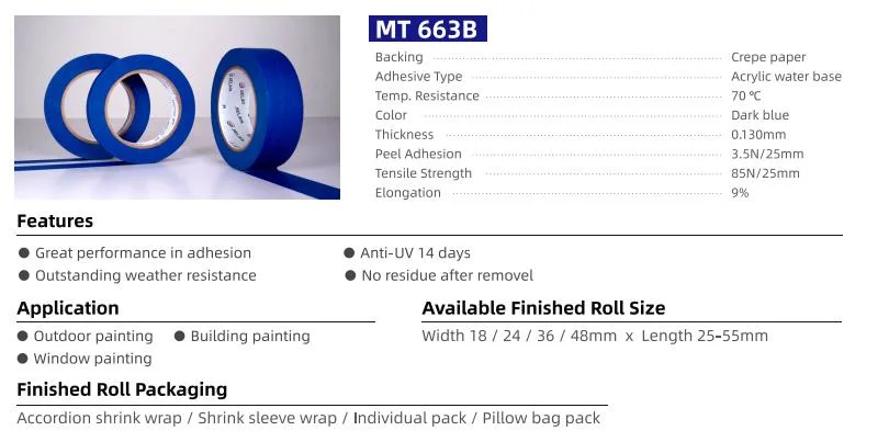 Outdoor Use 14 Days UV-Resistant Masking Tape